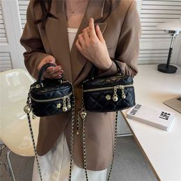 2023 Bags Clearance Outlets Women's fashion small golden ball cosmetic rhombus simple handbag texture trend single shoulder chain messenger