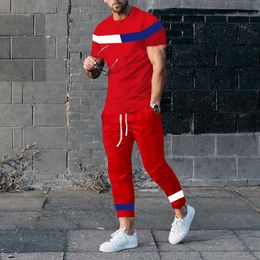 Men's Tracksuits 2023 Summer Tshirt Suit 100 Synthetic Material Comfortable Cool Sportswear trousers suit oversized fabric 230206