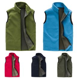 Men's Vests Fashion Men Warm Fleece Vest Thin Coat Pocket Sleeveless Jacket Army Green Male Casual Sport Hiking Clothing Autumn Wi