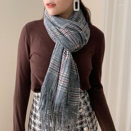 Scarves Arrival Cashmere Plaid Scarf For Female In Autumn And Winter Soft Warm Fringed Striped Women