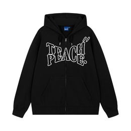 Felpe con cappuccio da uomo Felpe PEACE Logo americano Felpa con cappuccio 2023 Inverno Harajuku Cardigan Giacca ampia Hip Hop Zip-up per uomini e donneUomo