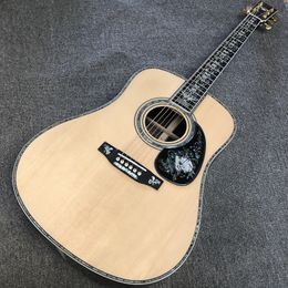 Custom guitar, solid spruce top, ebony fingerboard, solid rosewood sides and back, real abalone shell binding inlay, 41-inch high-quality 100 series acoustic guitar