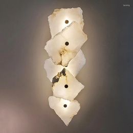 Wall Lamp Natural Marble LED Copper Luxury Novelty Lighting Sconce For Bedroom Living Dining Room Decor Modern Art Design