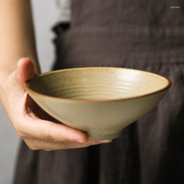 Bowls 5 Inches Japanese Ceramic Noodle Bowl Retro Tableware Simple Restaurant Ramen Rice Salad Fruit Household CN(Origin)