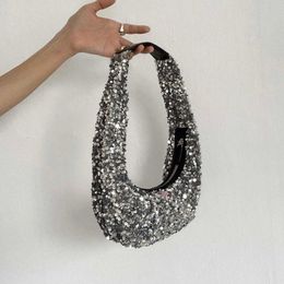 handbags Fashionable and Versatile Super Glitte Minority Design Contrast Colo Portable Underarm Bag Female 230209