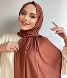 Scarves 20 Colours Ramadan Jersey Hijab Scarf For Muslim Women Shawl Stretchy Easy Modal Cotton Headscarf African Woman Turban