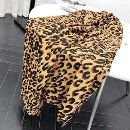 Scarves 2023 Trendy Winter Fashion Leopard Scarf Animal Print Muslim Hijab All-match Lady Soft Big Hair Wrap Warm Pashmina