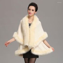 Scarves Occident Style Luxury Fur Hem Coat Overcoat Women Cashmere Pashmina Poncho Cape Shawl Winter Warm On Sale