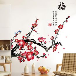 Wall Stickers Chinese Style Plum Blossom Flower Teenager Living Room Bedroom Headboard Decoration Vintage Home Office Decor Art