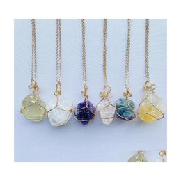 Pendant Necklaces Natural Crystal Quartz Healing Point Chakra Bead Gemstone Women Men Original Stone Jewelr Yzedibleshop Drop Delive Dh46C