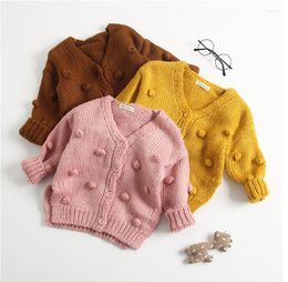 Jackets Girls Sweater Woolen Coat For 3D Pom Decor Cardigan A Girl Autumn Winter Baby