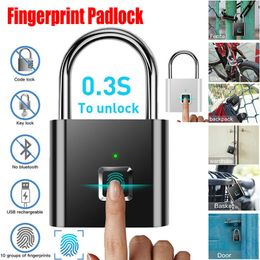 Smart Lock Keyless USB charging door lock fingerprint smart padlock quickly unlock zinc alloy metal self-imaging chip 10 fingerprints 230206