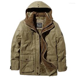 Men's Jackets Winter Padded Medium Length Cotton Military Style Hooded Coat Outdoor Windbreaker Men Large Size 7XL