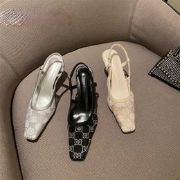 Boots Niufuni Pointed Toe Mesh Breathable Elastic Strap Slingback Women's Sandals Summer Elegant Ladies Shoes Stiletto Heels Fashion 221215