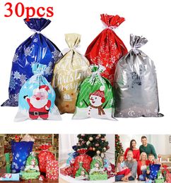 Gift Wrap Cabilock 30PCS Christmas Bags Wrapping Goodie Pouches Plastic Candy For Xmas Party Wedding 230206