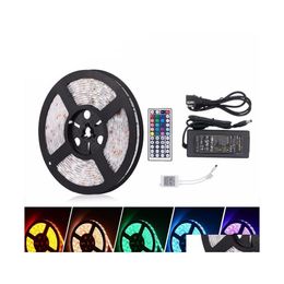 Led Strips 5M Smd5050 Rgb Strip 300Led/M Dc12V Waterproof 300Leds Add 44Key Controller Add12V 5A 60W Power Adapter Drop Delivery Lig Dhms2