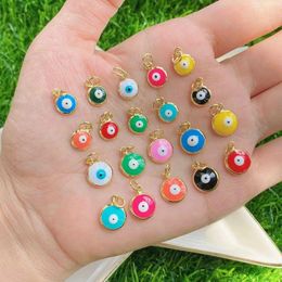 Charms 10Pcs Gold Plated Jewelry Necklaces Enamel Paint Dainty Mini Eyes Small Pendant For Earring Necklace Bracelet Making