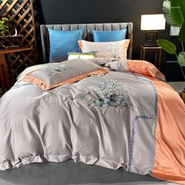 Bedding Sets 2023 Products Cotton Satin Embroidery Bed Sheet Set Quilt / Duvet Cover Luxury King Size 4-piece Set.