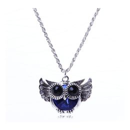 Pendant Necklaces Chain Necklace Flying Owl Blue Beautifly Crystal Rhinestone Bead Fashion Carshop2006 Drop Delivery Jewelry Pendants Dhgb4