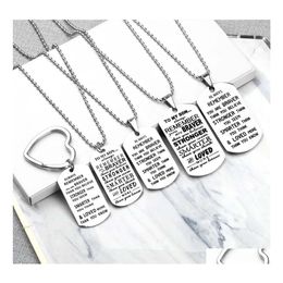 Pendant Necklaces Stainless Steel Family Necklace To My Son Daughter Love Always Remember You Are Braver Dog Tag Chain Charm Kids Fa Dhjs9