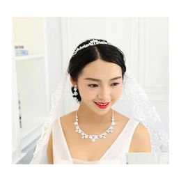 Wedding Jewelry Sets Engagement Bridal Rhinestone Earring And Necklace Simple Shining Dress Accessories In Bk 702 Drop Delivery Dh8Qq