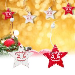 Christmas Decorations 12pcs Party Supplies DIY Gifts Tree Decoration Wooden Ornaments Xmas Hanging Star