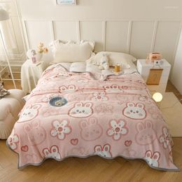 Blankets Bonenjoy Warm Blanket For Winter Soft Coral Fleece Thow Cartoon Style Bedspread Rabbits Printed Plaids Sofa