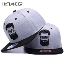 Ball Caps HATLANDER Original Snapback Cap Men Flat Brim Bone Baseball Embroidery Moustache Mens Hat Youth Street Ware Cool Hip Hop Cap1