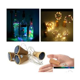 Led Strings 10 Solar Wine Bottle Stopper Copper Fairy Strip Wire Outdoor Party Decoration Novelty Night Lamp Diy Cork Light String D Dhzaf