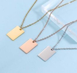 Pendant Necklaces wholesale 10Pcs 2 Sizes Rectangle Pendant Necklace Stainless Steel Cable Chain Necklace For DIY Custom Name Women's Jewelry G230206