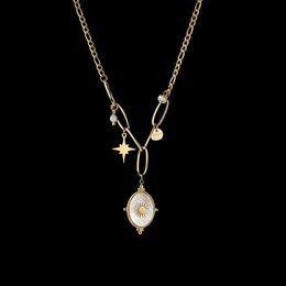 Pendant Necklaces 2021 Popular New 14k Inlaid Shell Pearl Necklace Sun Star Decoration Necklace Combination Pendant Women's Beach Style Jewellery G230206