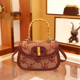 Designer handbag Store 60% Off early new classic printed bamboo handbag women's wide shoulder strap saddle Single Shoulder Messenger Bag