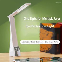 Table Lamps Modern Business Led Office Desk Lamp Touch Dimmable Foldable With Temperature Display Dual Alarm Clock Reading Light