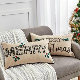 Pillow Cover Useful Christmas Letters Embroidered Pattern Throw Case Eye-catching Protective Pillowcase