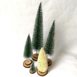 Christmas Decorations 1Pc Mini Sisal Bottle Brush Tree Santa Snow Frost Village Putz House Year Decoration