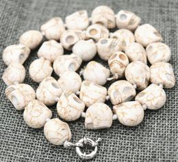 Chains 10x14mm White Turquoise Carved Beads Mala Necklace 18"Chains ChainsChains