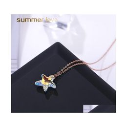 Pendant Necklaces Titanium Steel Lucky Star Necklace For Women Girlfriend Sparkling Crystals Jewellery Birthday Gift Drop Delivery Pend Dhjkh