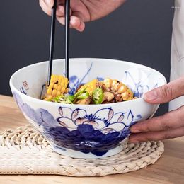 Bowls 7/8 Inch Creative Hand Painted Ramen Jingdezhen Ceramic Fruit Salad Mixing Bowl Underglaze Colour Porcelain Utensils