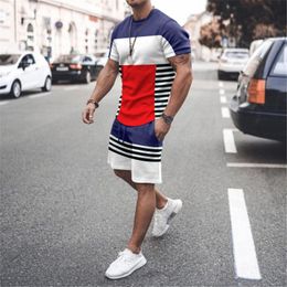 Men's Tracksuits Summer Tracksuit For Men 2 Piece TShirtShorts Casual Stylish Sweatsuit Set Fashion Outfits Jogging Suit Oversized Clothing 230206