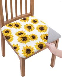 Chair Covers Sunflower White Removable Seat Cover Dining Stretch Cushion Slipcover For Kitchen Chairs Housse De Chais