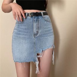 Skirts Vintage Ripped Irregular Denim Women Summer 2023 High Waist Slim Sexy Short Mini Skirt Female Loose Casual Saia Mujer