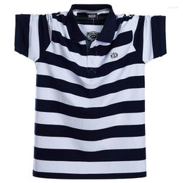 Men's Polos Classic Striped Polo Shirt Men Large Size 5XL 6XL Fat Guy Clothing 95% Cotton Breathable Anti-sweat Poloshirts Male Tops Tees