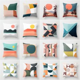 Pillow /Decorative Simple Abstract Geometric Soft Case Gray Living Room Sofa Ins Cover Warm Color Nordic Style Modern/