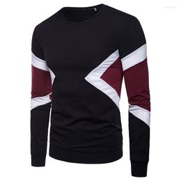 Men's T Shirts Splice Round Neck T-Shirt Long Sleeve Clothing Tops Tees Shirt Men