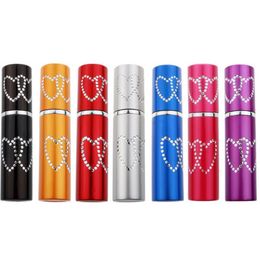 5ml Lovely Double Love Heart Pattern Refillable Aluminum Perfume Bottle Empty Spray Atomizer Container SN625