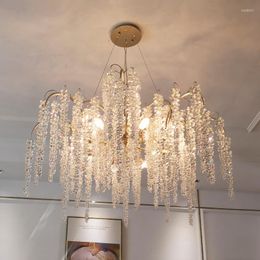 Pendant Lamps Postmodern Minimalist Light Luxury Living Room French Creative Tassel Crystal American Atmospheric Home Bedroom Chandelier