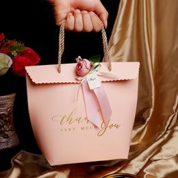 Gift Wrap 10pcs Handheld Bags Candy Chocolate s Packaging Bag For Wedding Birthday Baptism Party Guests Handbag 230206