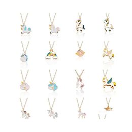 Pendant Necklaces Necklace For Girls Children Kids Enamel Cartoon Horse Jewellery Women Animal Drop Delivery Pendants Dhqug