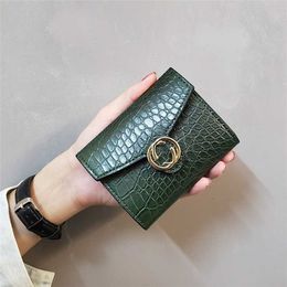 2023 Purses Clearance Outlet Online Sale Ins new women's short buckle small wallet youth Personalised pattern change card bag