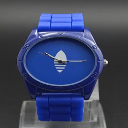 Fashion Women Men Unisex clover 3 Leaves leaf style Silicone Strap Analogue Quartz Wrist watch watches AD01303h